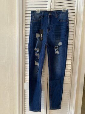 Fashion Nova Jeans Size 11 Bedford Booty Sculpting Ripped High Rise Skinny NWT
